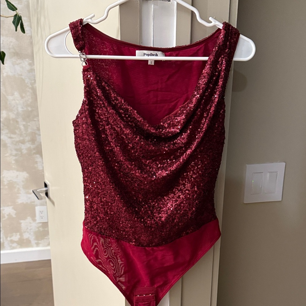 Sequin Burgundy Bodysuit